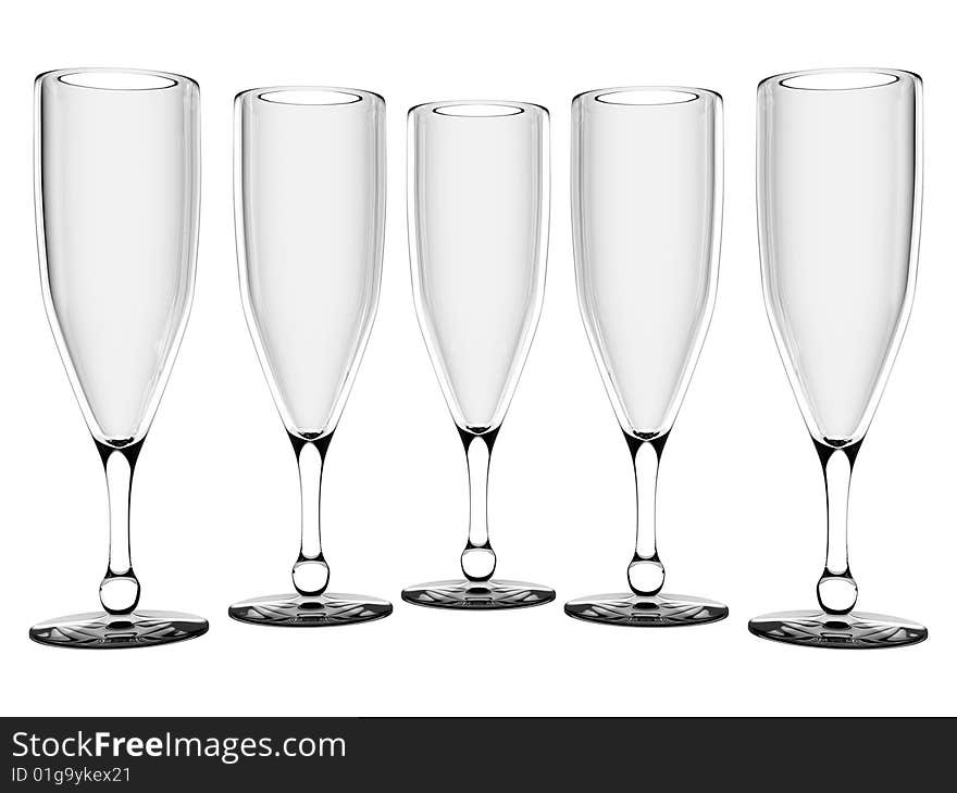 Champagne or wine glass isolated on white background