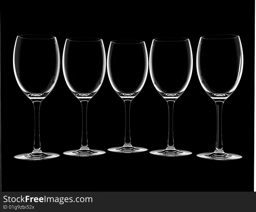 Champagne glass on black background