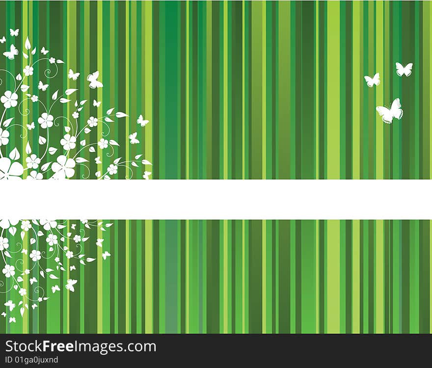 Green floral background with stripes