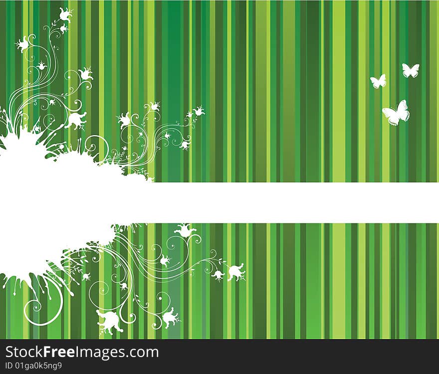 Green floral background with stripes