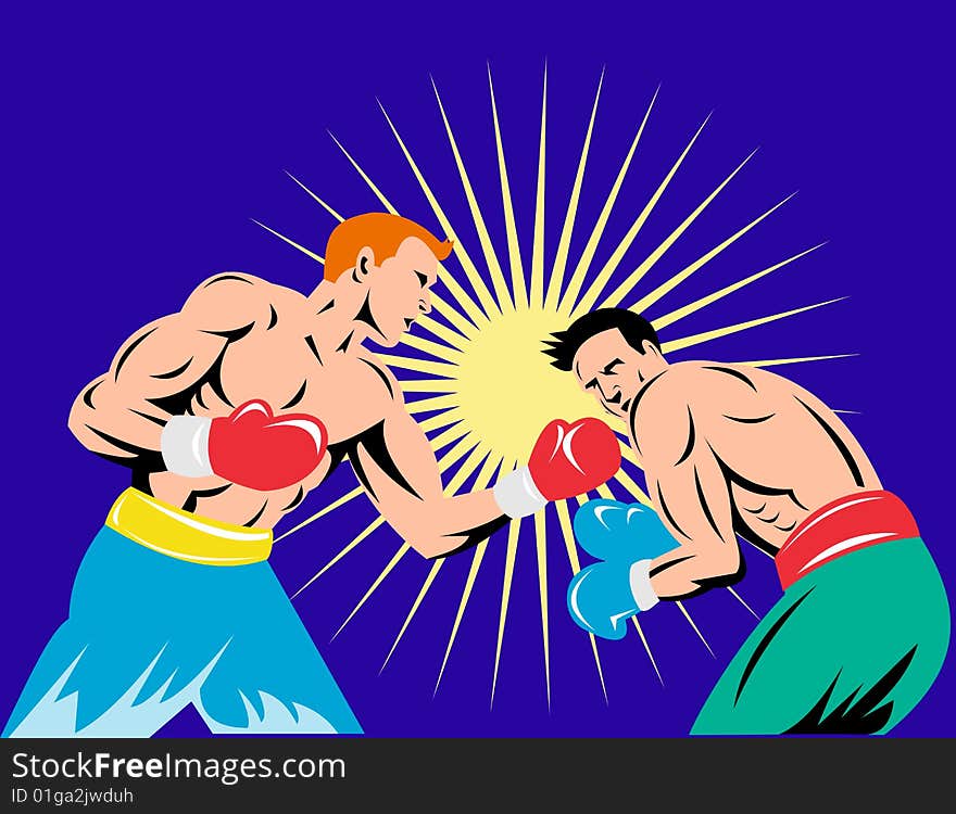 Vector illustration on the sport of boxing. Vector illustration on the sport of boxing