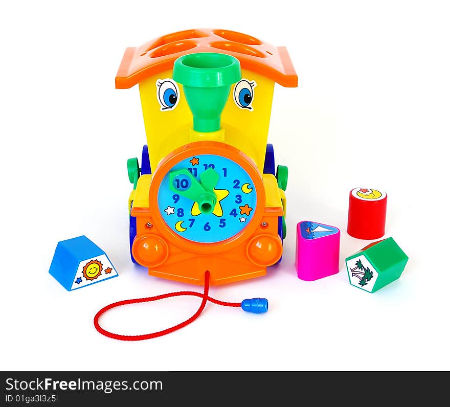 Toy train isolated on a white background. Toy train isolated on a white background