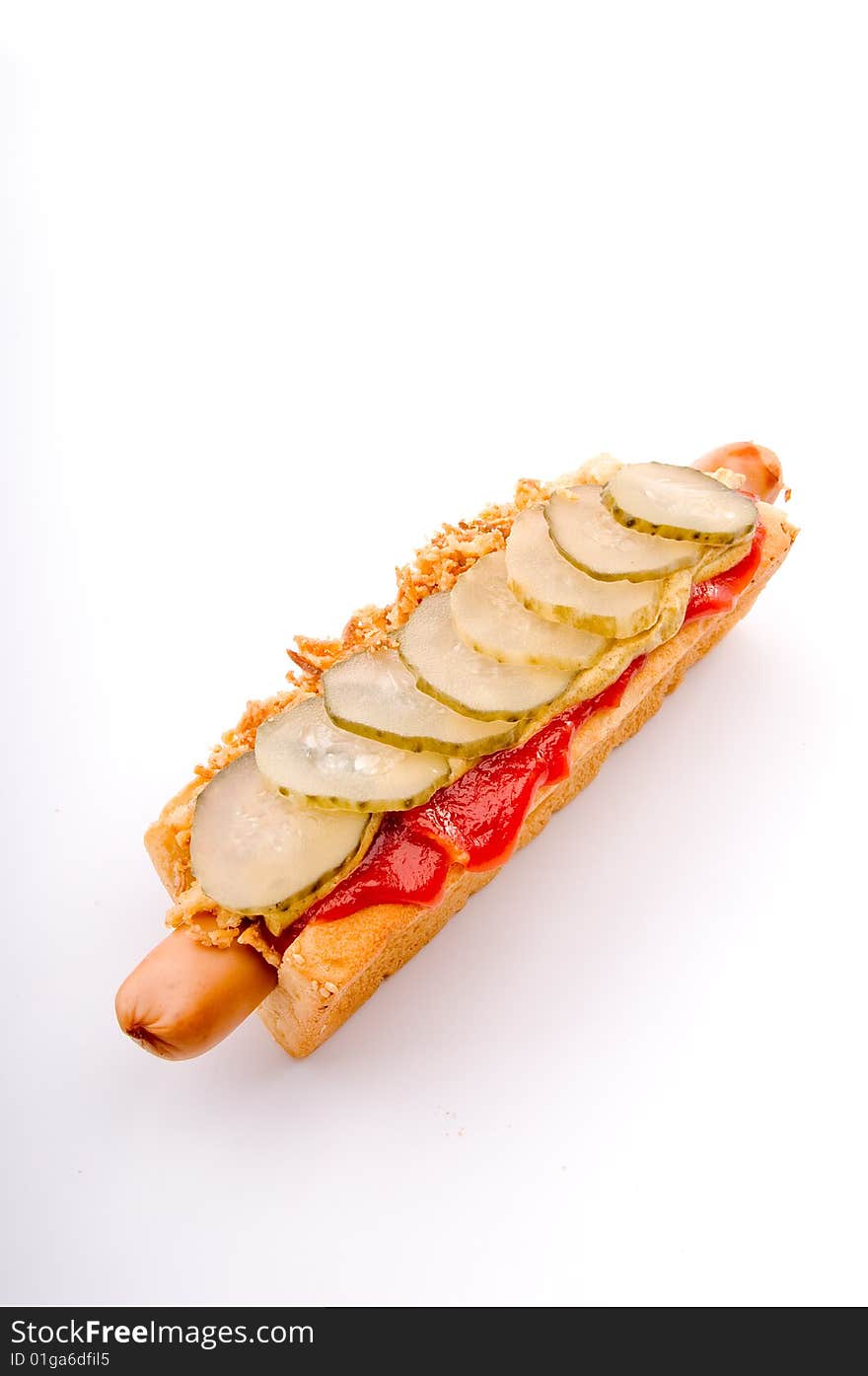 Hotdog with onion and cucumber 1