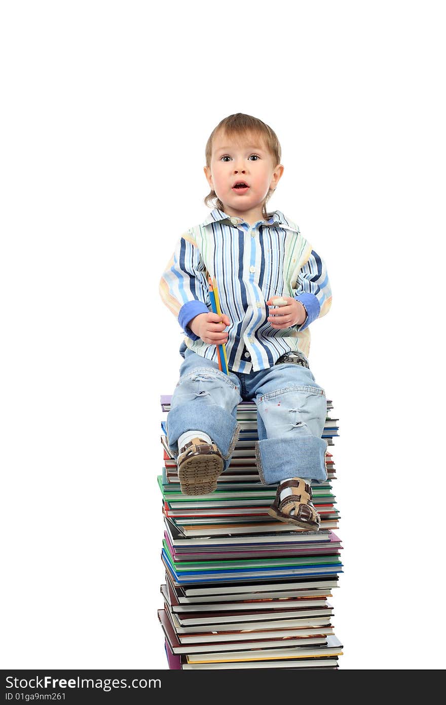 Portrait of a pretty boy with books. Portrait of a pretty boy with books.