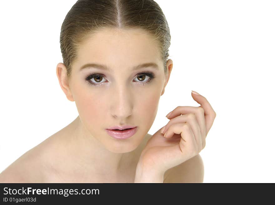 Portrait of young adult woman with health skin of face. Portrait of young adult woman with health skin of face