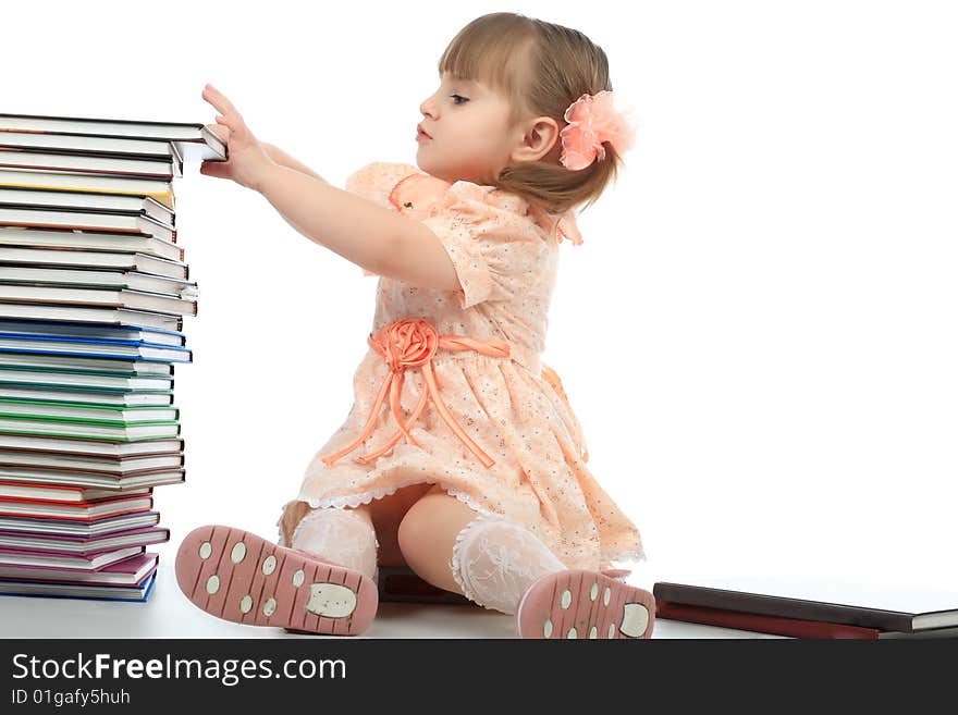 Portrait of a pretty girl with books. Portrait of a pretty girl with books.