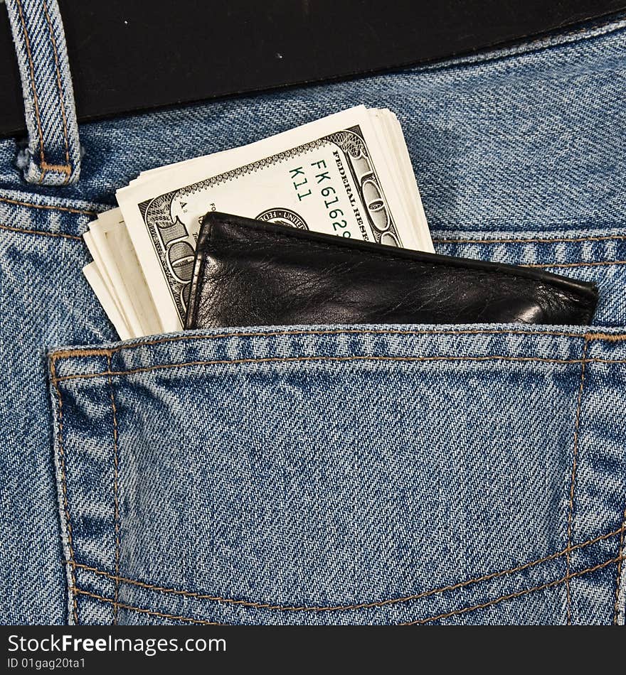 Wallet With Money In Of Jeans