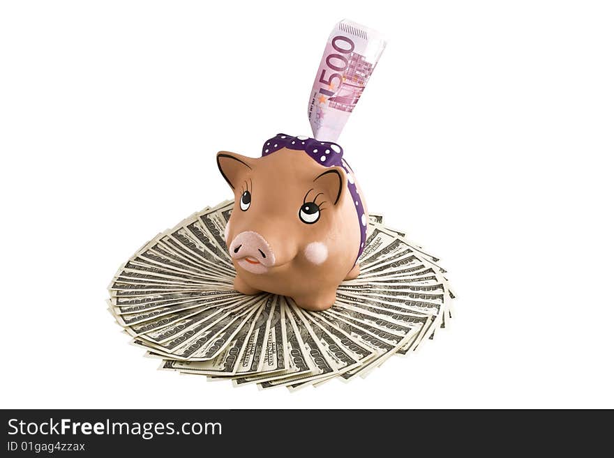 Moneybox - Pig  And Dollars, Euro