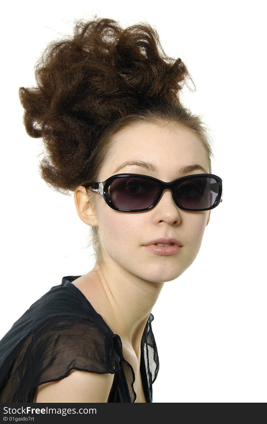 Fashion woman portrait wearing sunglasses. Fashion woman portrait wearing sunglasses