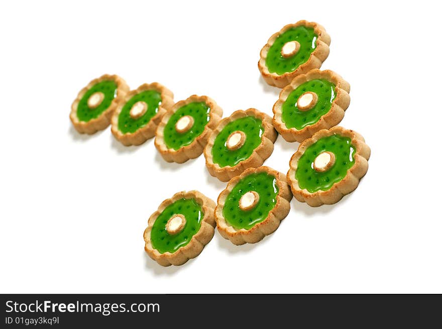 Cakes With Green Jelly In The Form Of Arrow