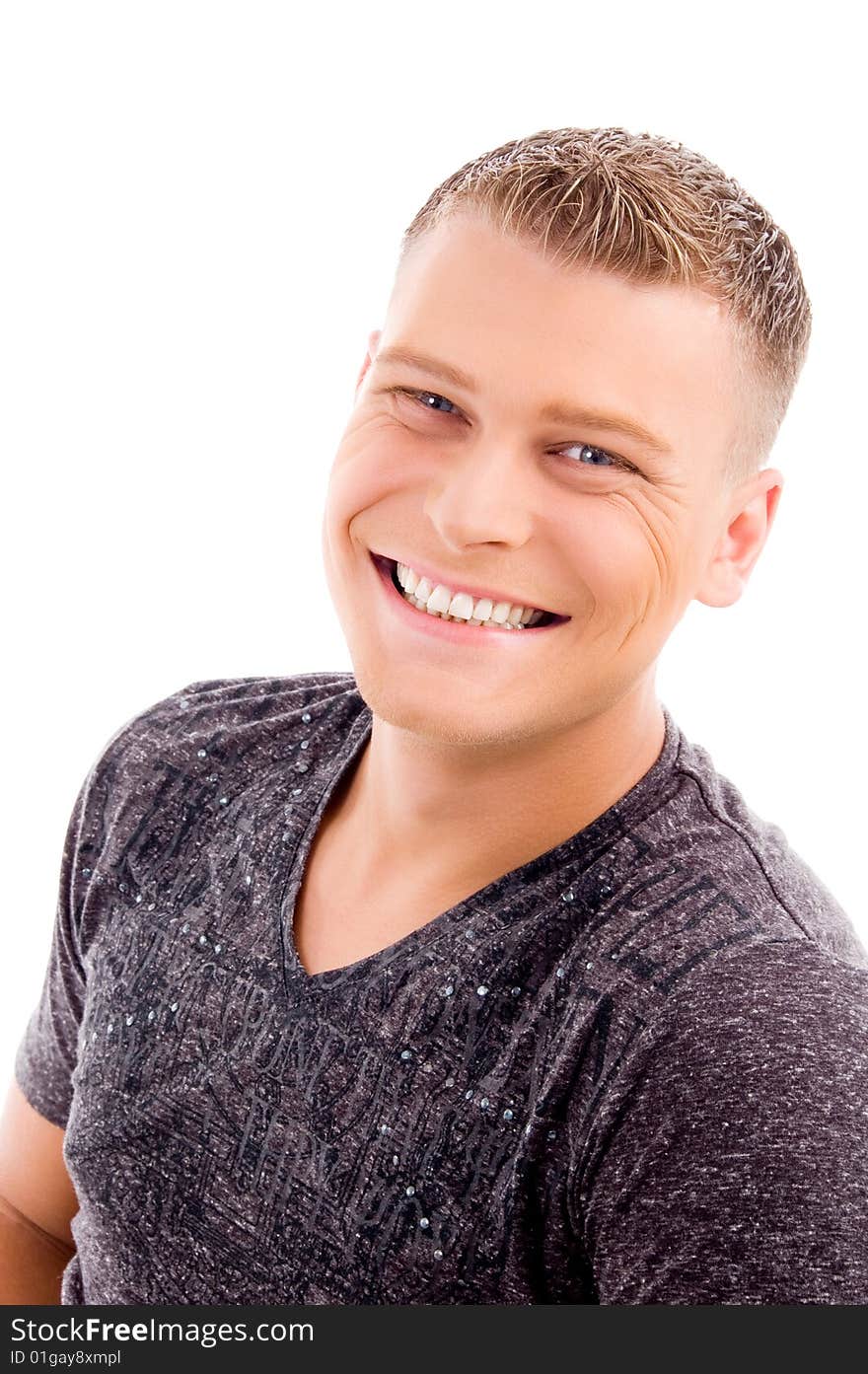 Portrait of smiling handsome man on an isolated white background