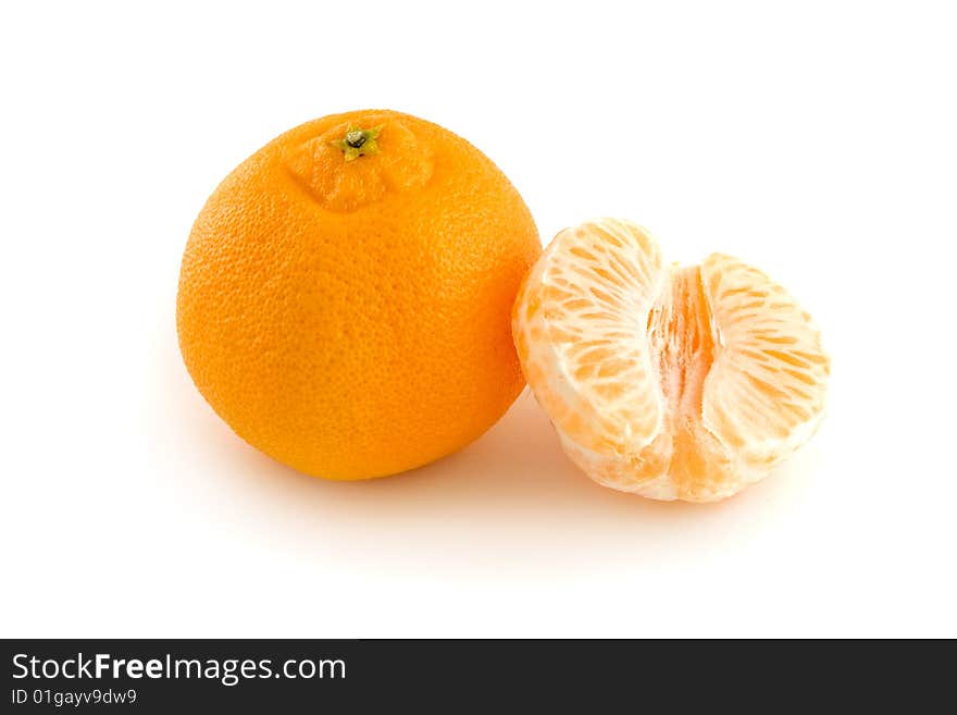 Tangerine and a half isolated