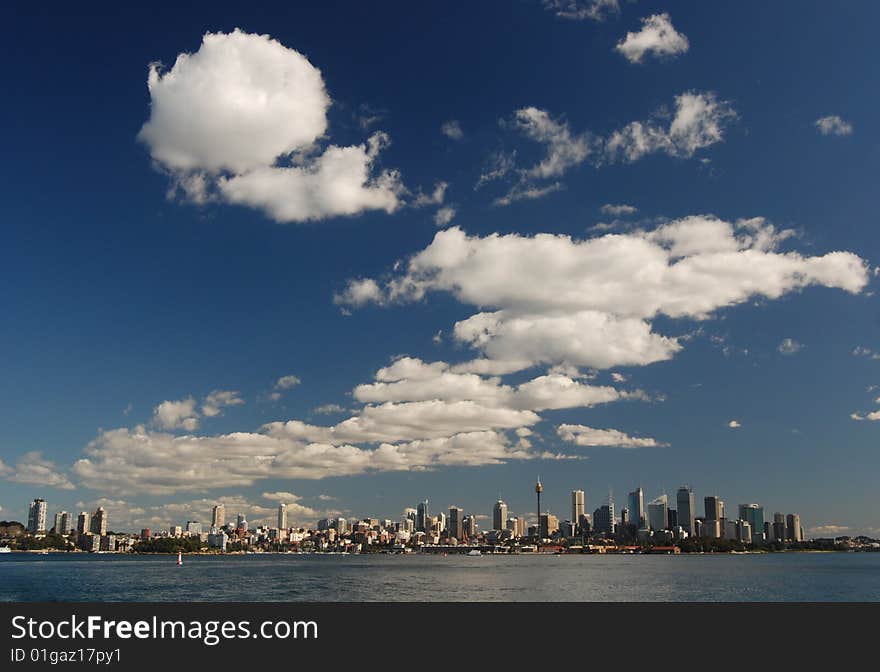 Skyline of Sydney's CBD from Sydney Harbour.