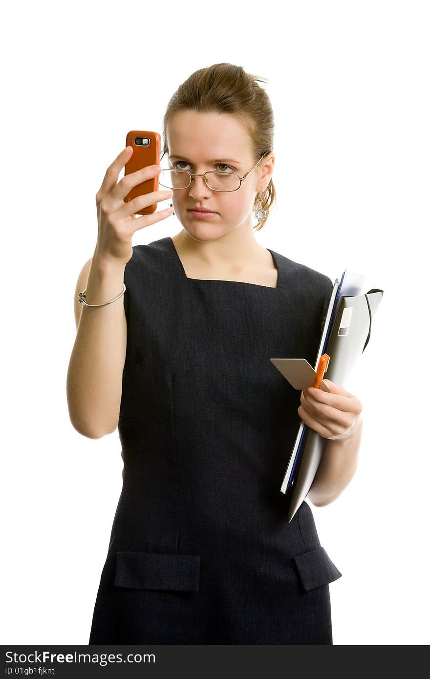 Businesswoman. Isolated on white.