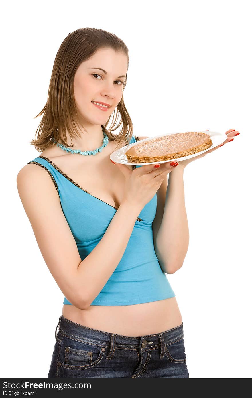 Beautiful Girl With Pancakes