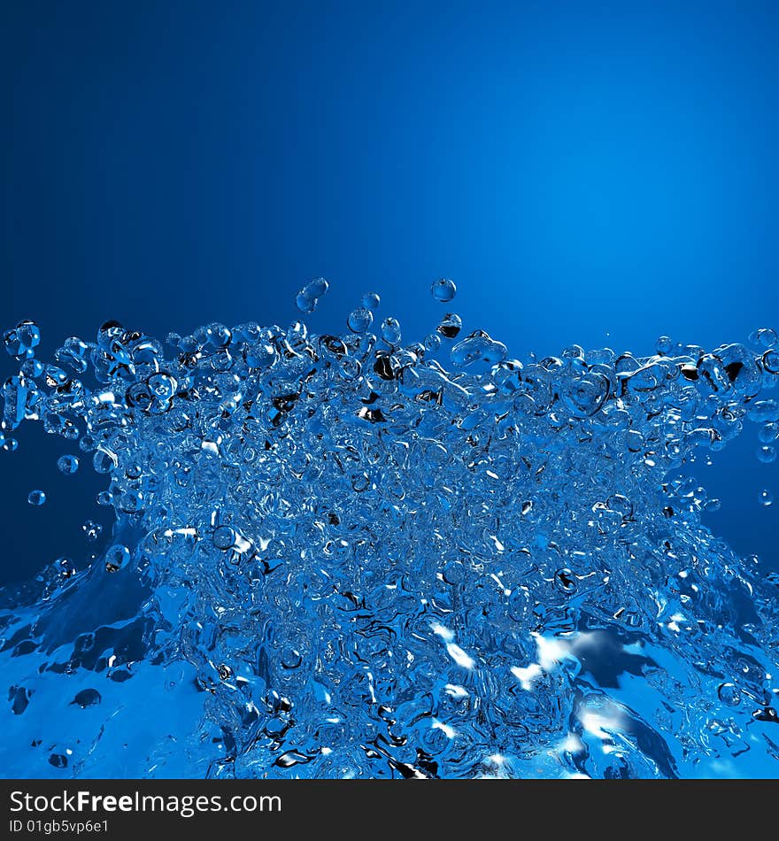 Blue clear bubbles under water