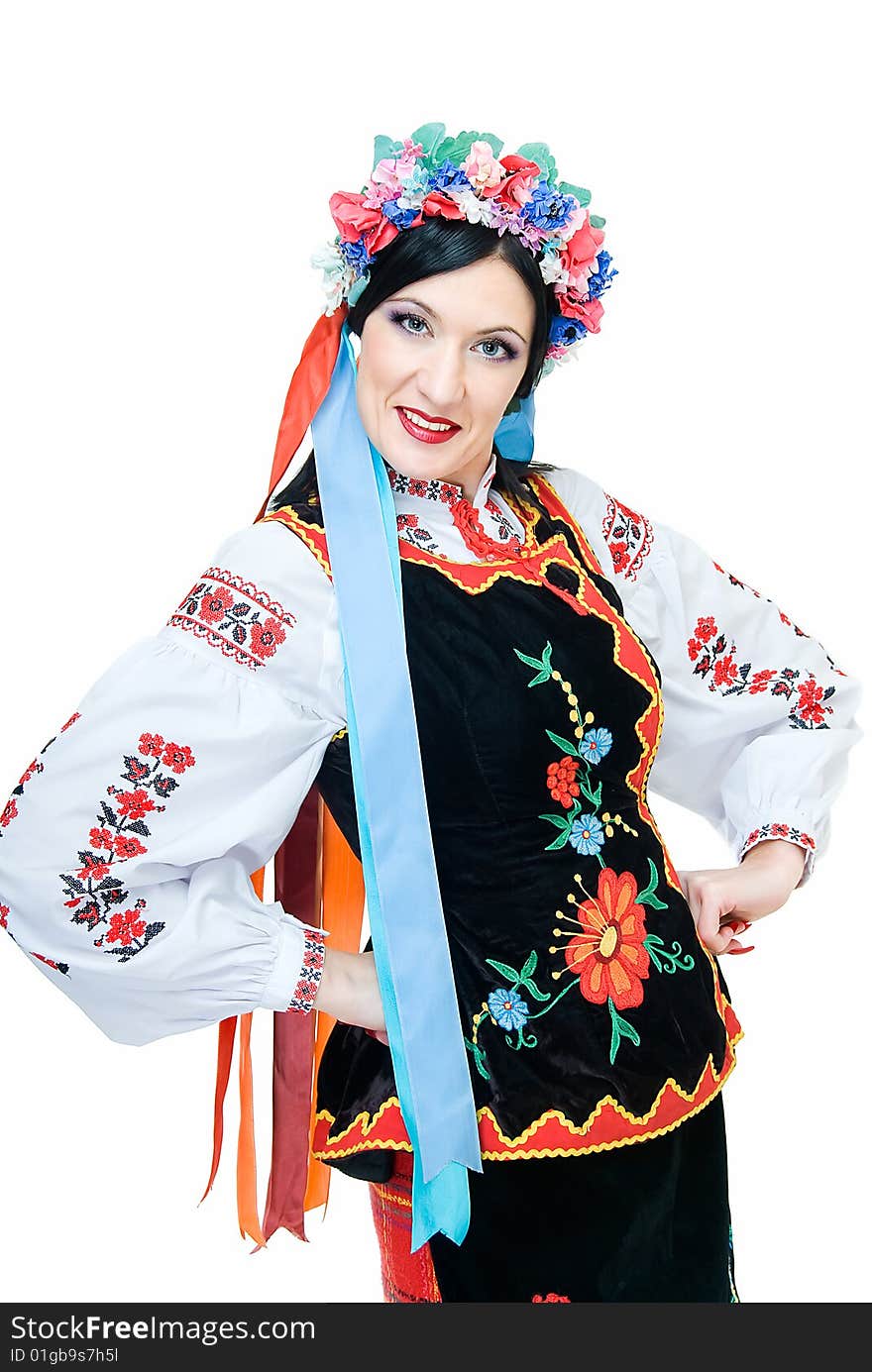 Young pretty woman in national ukrainian suit. Young pretty woman in national ukrainian suit