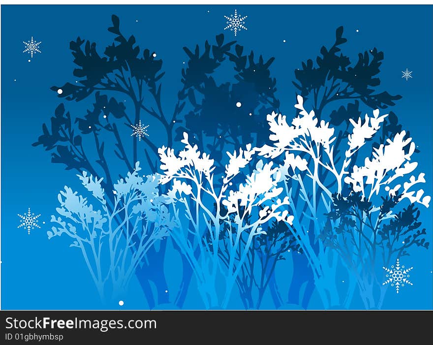 Illustration with floral element and snowflakes.