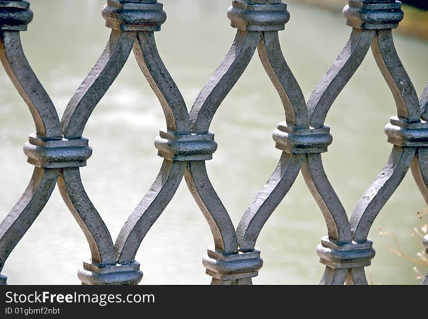 Iron grate of the bridge st. angel in rome