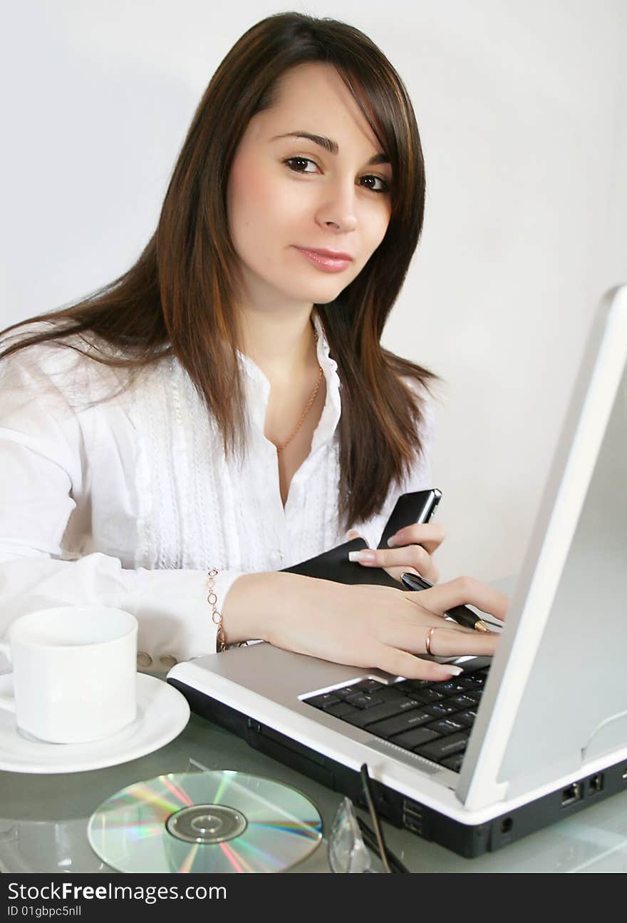 Business woman working in office. Business woman working in office.