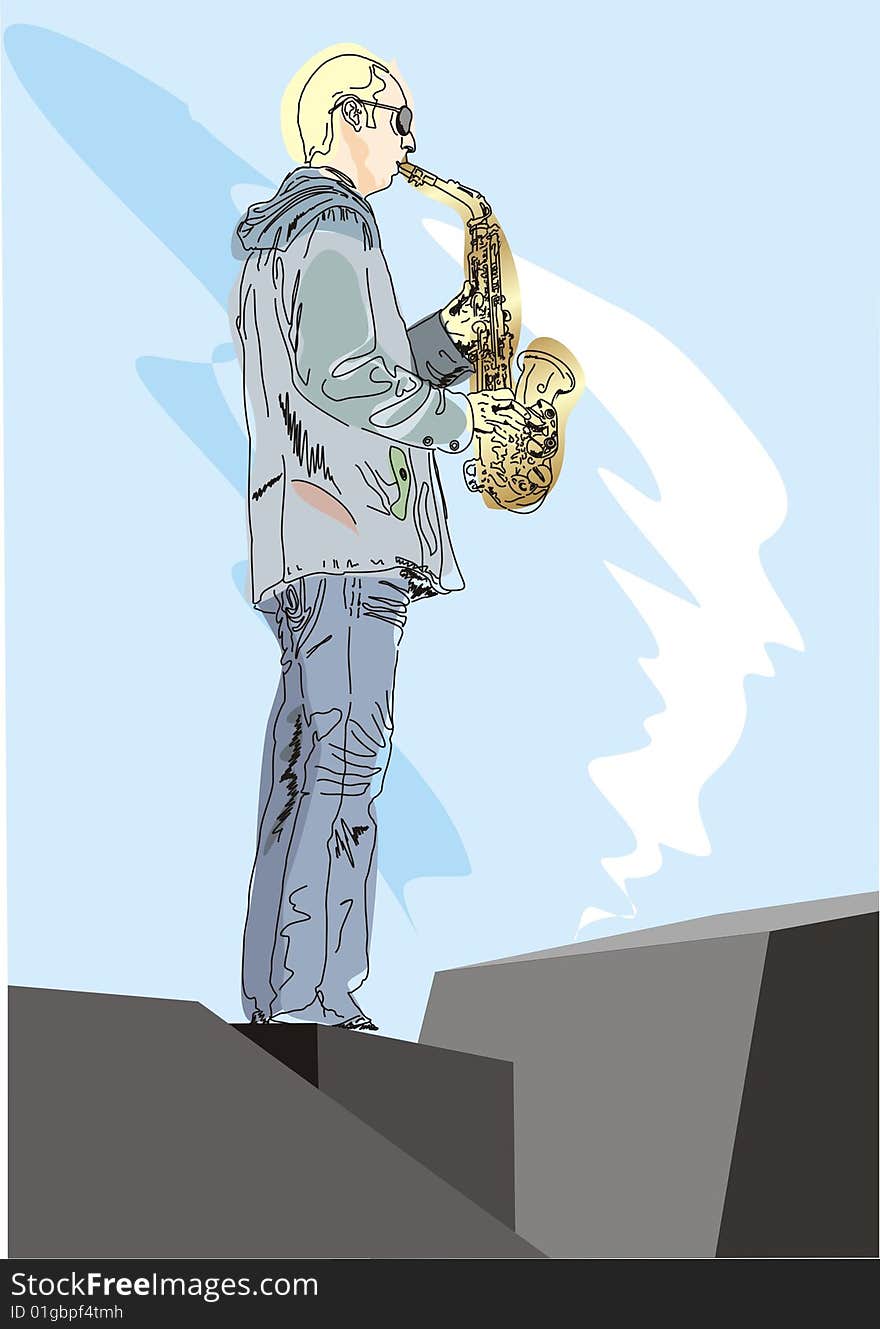 The man with saxophone