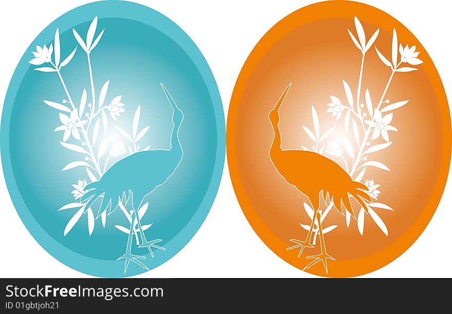 Bird's egg and floral ornament illustration. Bird's egg and floral ornament illustration.