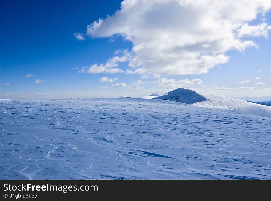 Snowy montain wiev with blue sky in Alp. Snowy montain wiev with blue sky in Alp