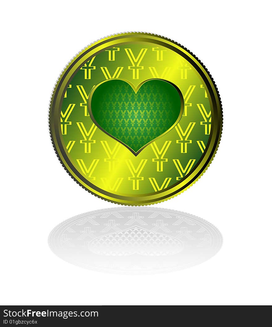 Concentration of Yen in heart. Vector file contains original seamless.