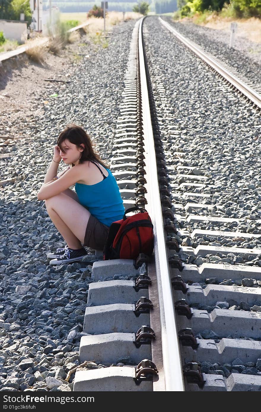 Backpacker taking a brake in the shadow