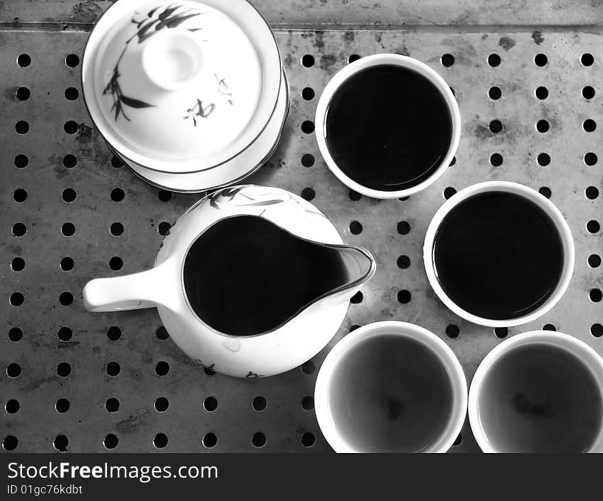 Traditional chinese teapot and cups