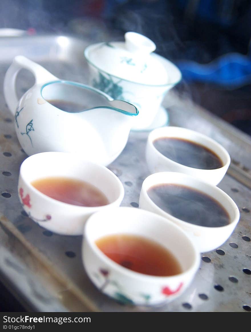 Traditional chinese teapot and cups