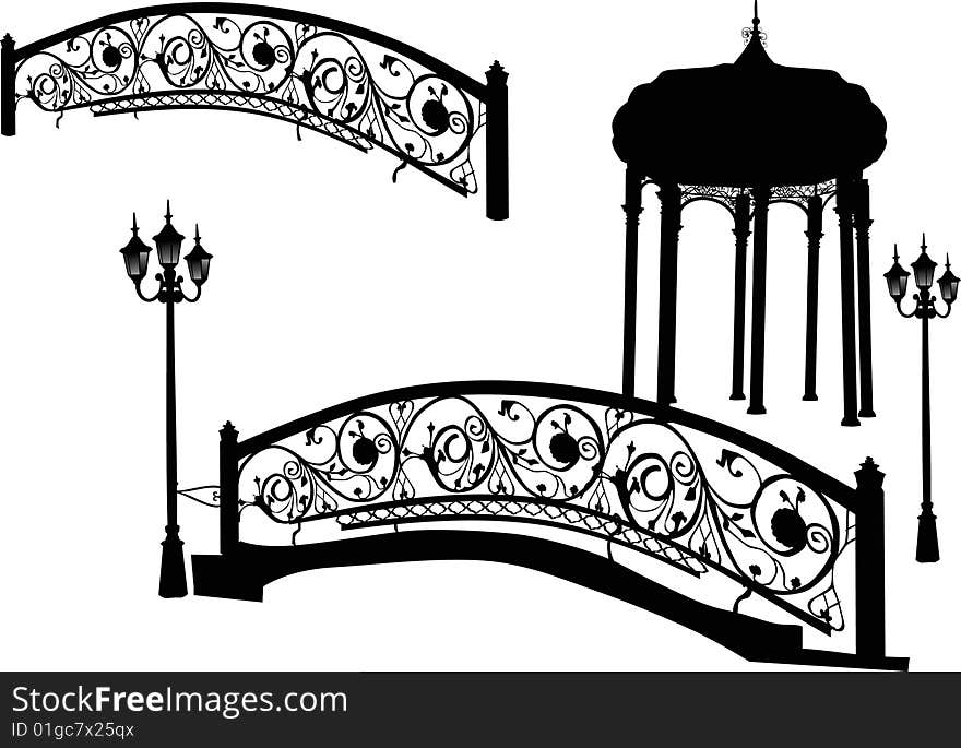 Illustration with lamps and fences