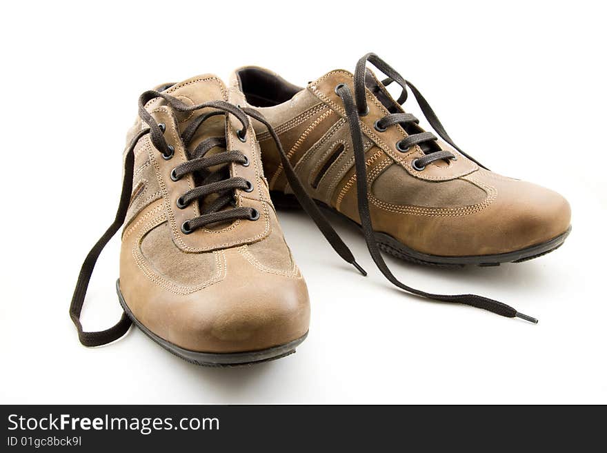 Leather shoes isolated over white background, clothing and fasjion.