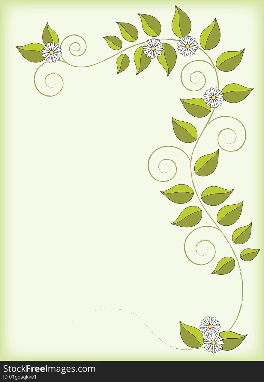 Vector floral background on green. Vector floral background on green