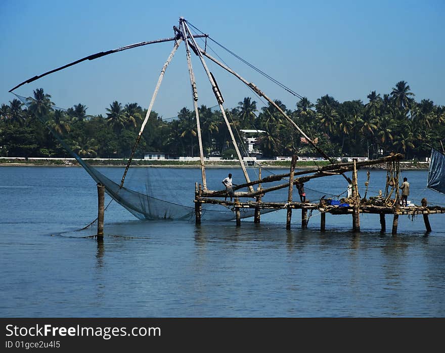 Chinese net, another way for fishing in Cochin India