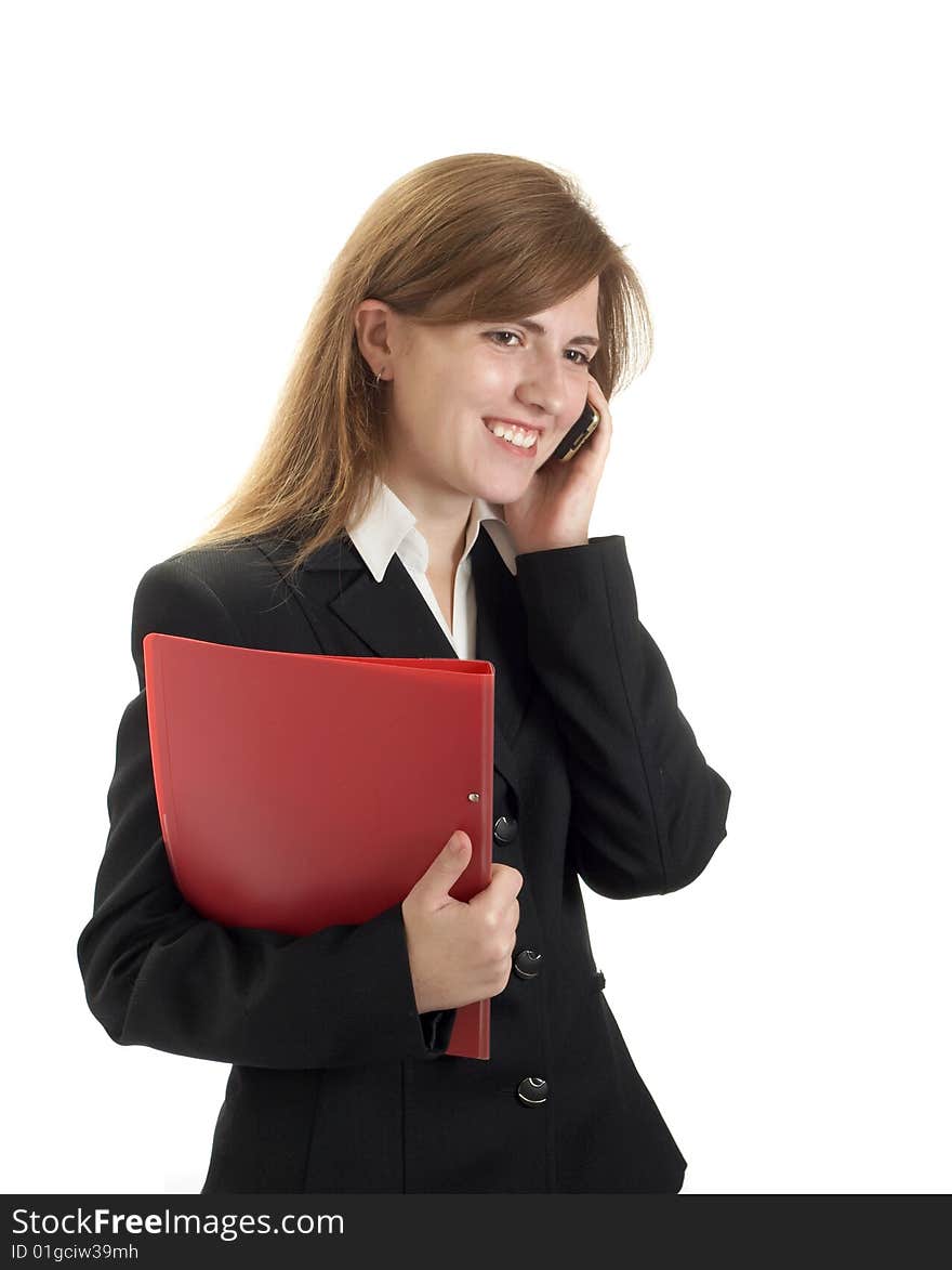 Portrait of businessewoman on a white background