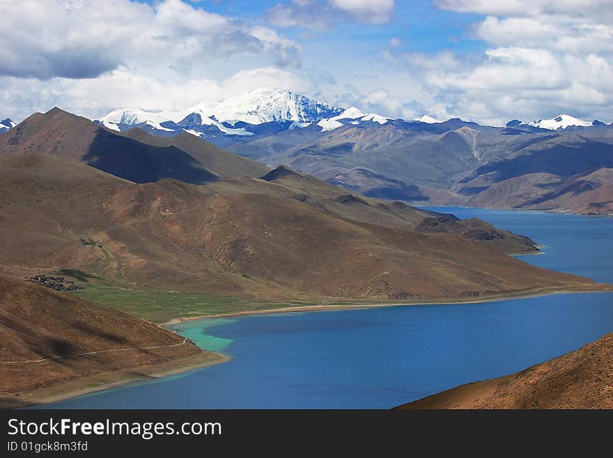 Snowy Mountains And Blue River