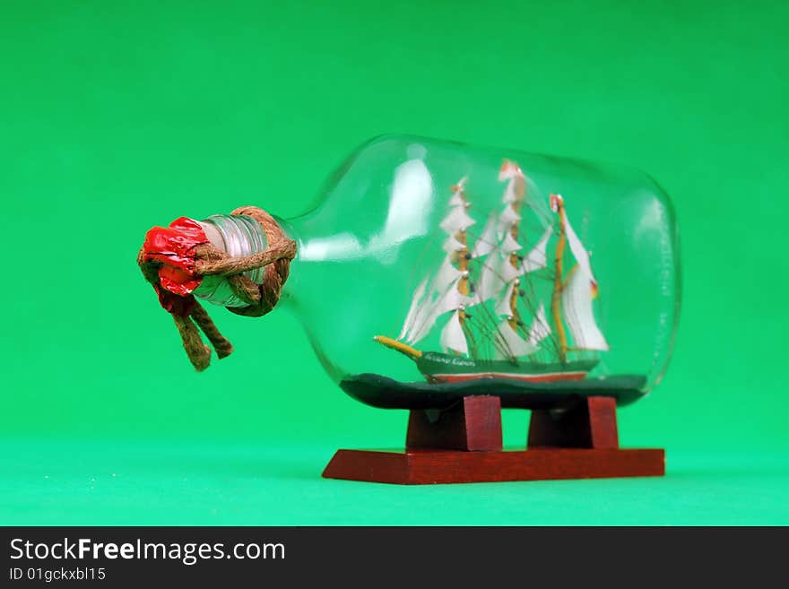 Vintage Sailboat Model in Bottle