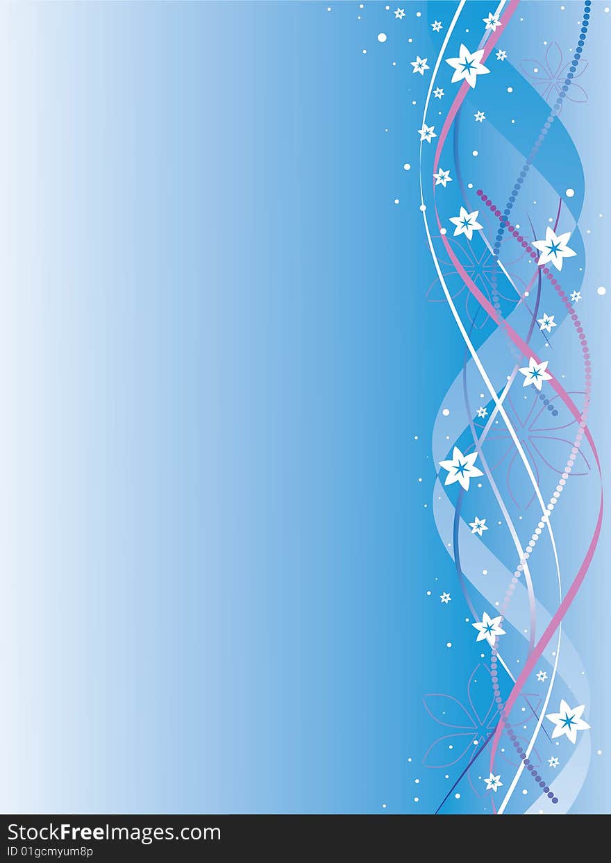 Ribbons with colors on a blue background