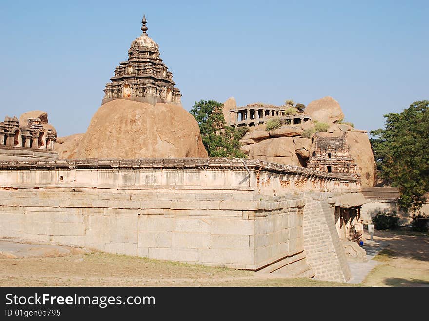 Old temple on the stone, India, Hampi.