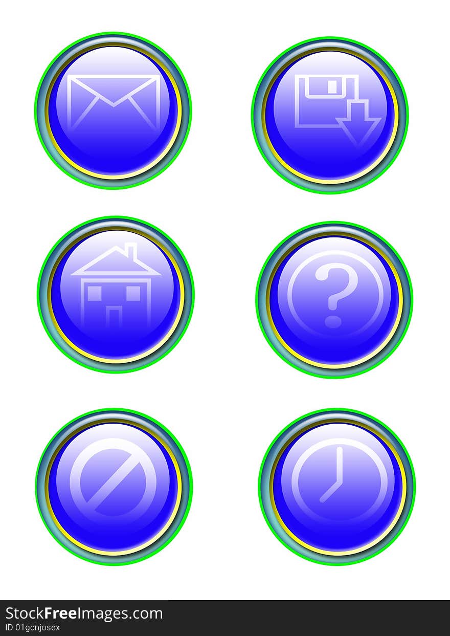 Blue refflection icon set isolated on white. Blue refflection icon set isolated on white