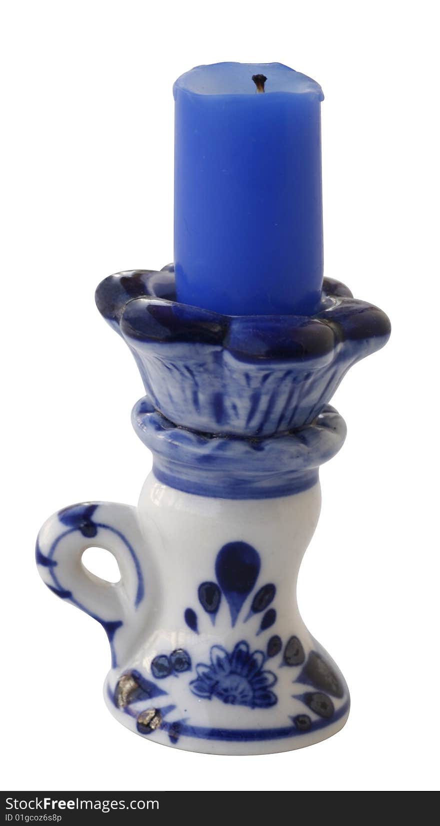 Candlestick with a blue candle