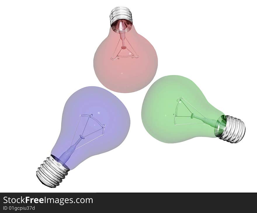 Colored light bulbs isolated on white