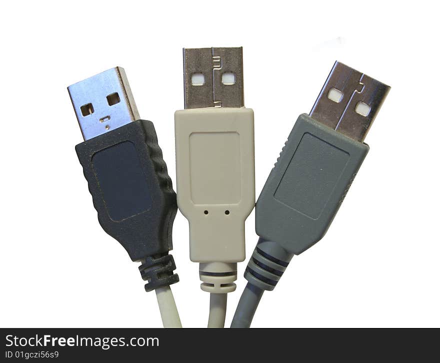 Three cables on white one