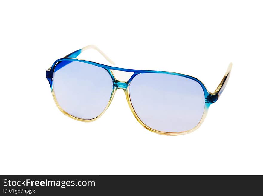 Blue Glasses Isolated Over White