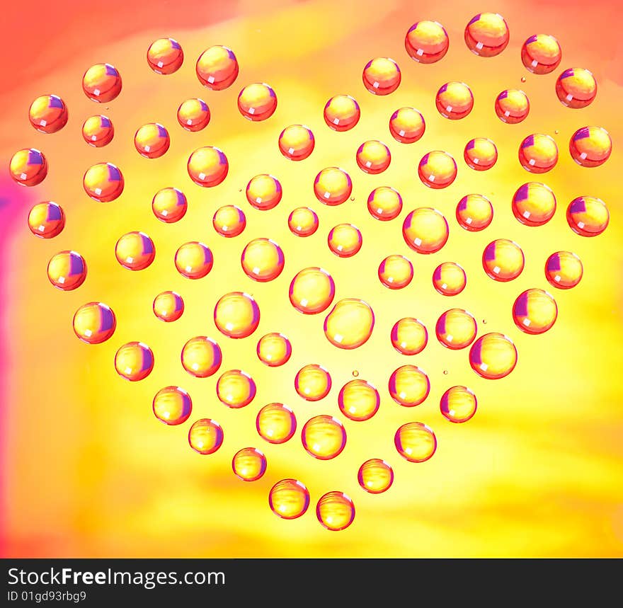 Heart of water droplets on glass. Heart of water droplets on glass