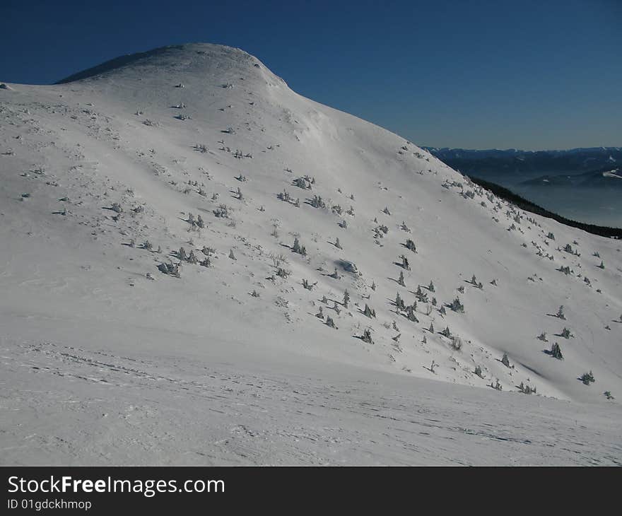 Winter season on snowy mountain. Winter season on snowy mountain