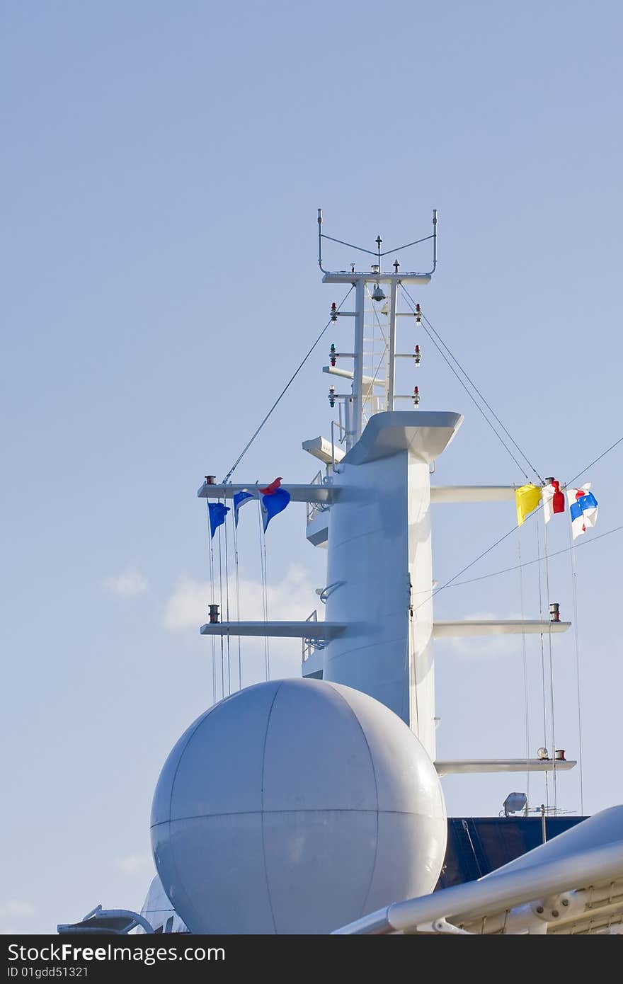 Ship Satellite Tower And Flags