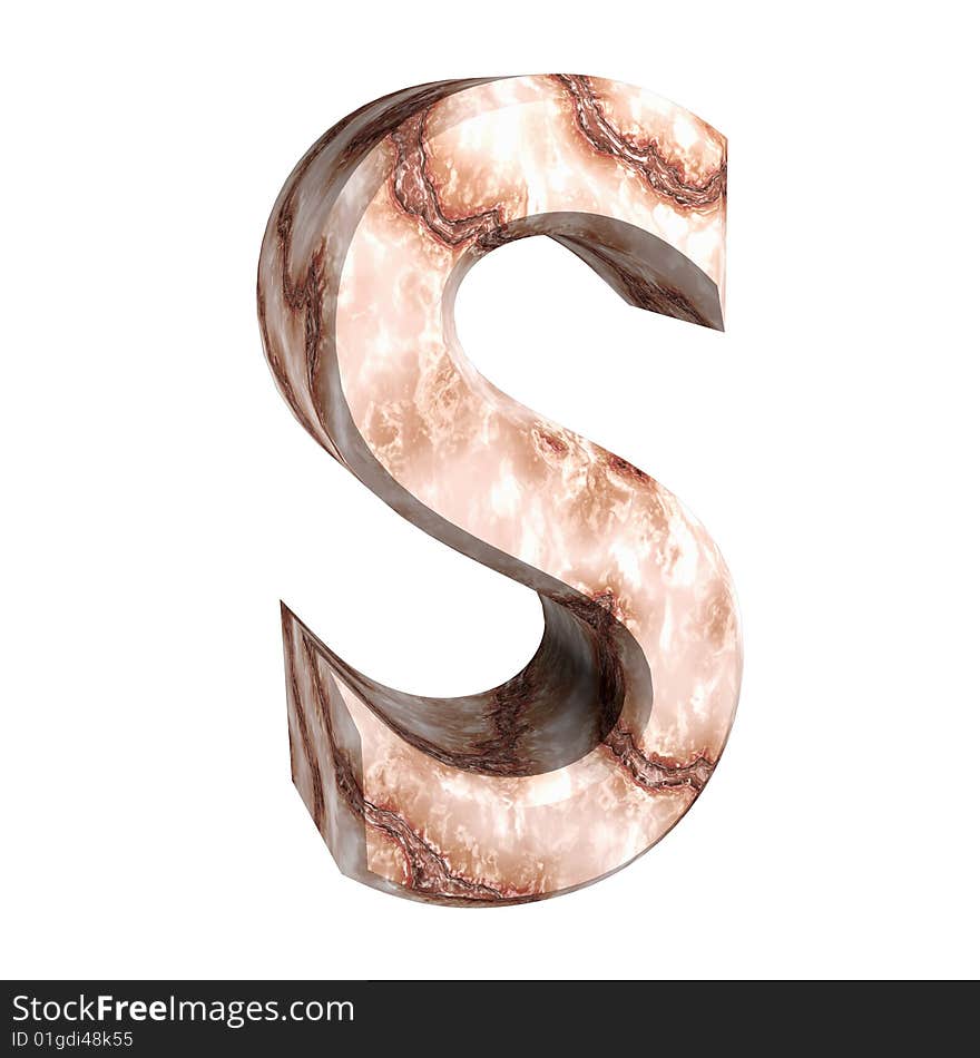 3d letter S in marble