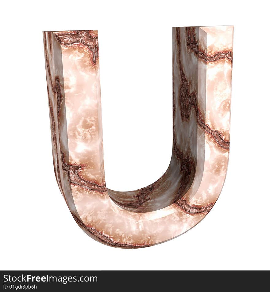 3d letter U in marble